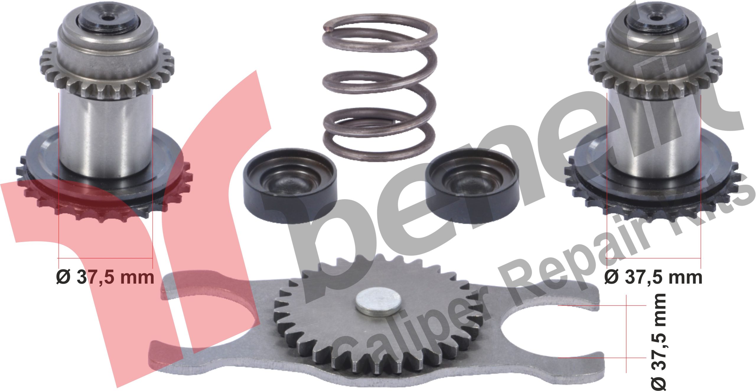 Caliper Shaft Gear Set Left 37.5mm